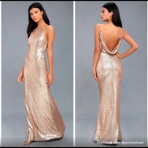 Gold Sequined Lulus Gown
